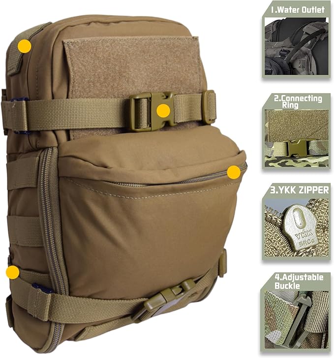 Tactical Hydration Backpack for 2L Hydration Bladder, Lightweight Hydration Backpack MOLLE Water Carrier for 2L Hydration Bladder Reservoir Pack for Hiking Biking Running Climbing