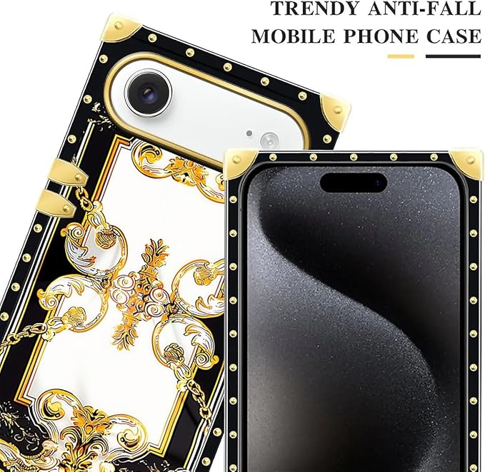 for iPhone 17 Air Case Luxury Golden Decoration for Girl Women Soft TPU Shockproof Protective Hard PC Back for iPhone 17 Air Crazy Pattern Gold Grain Flowers