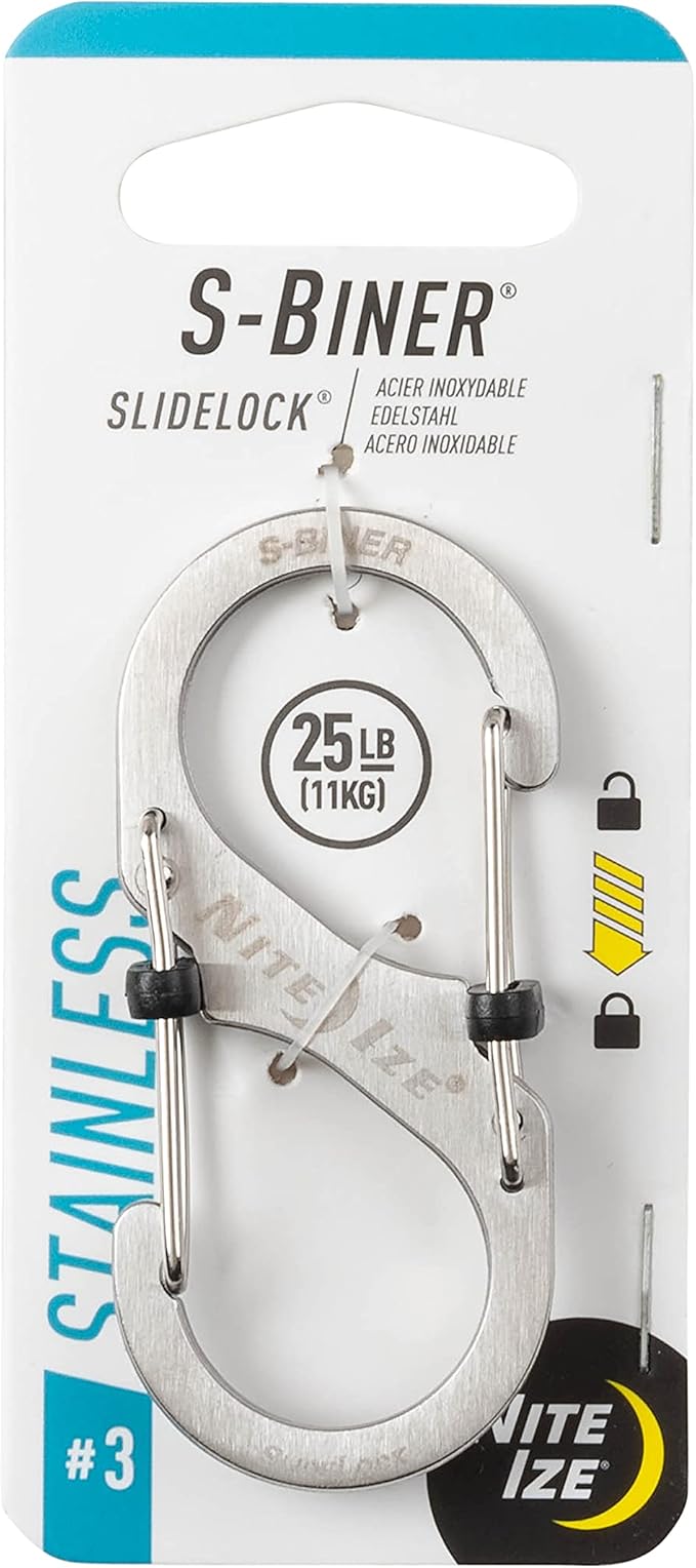 Nite Ize Size-3 S-Biner SlideLock Dual Carabiner, Locking Gates, Stainless Steel