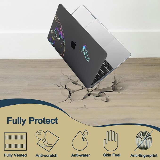 Case Cover for New MacBook Air 15 inch M4 M3 M2 2025 2024 2023 Release (Model A3114 A3241) with Retina Dispaly&Touch ID,Thin Hard Laptop Case & Keyboard Cover,Cool Astronaut