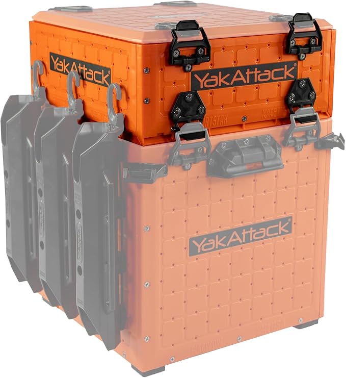 YakAttack ShortStak Upgrade Kit for BlackPak Pro | 13" x 13" – Orange | Stackable Kayak Crate Add-On with GridLoc Panels, Hinges & Latches | Not Standalone | Made in USA