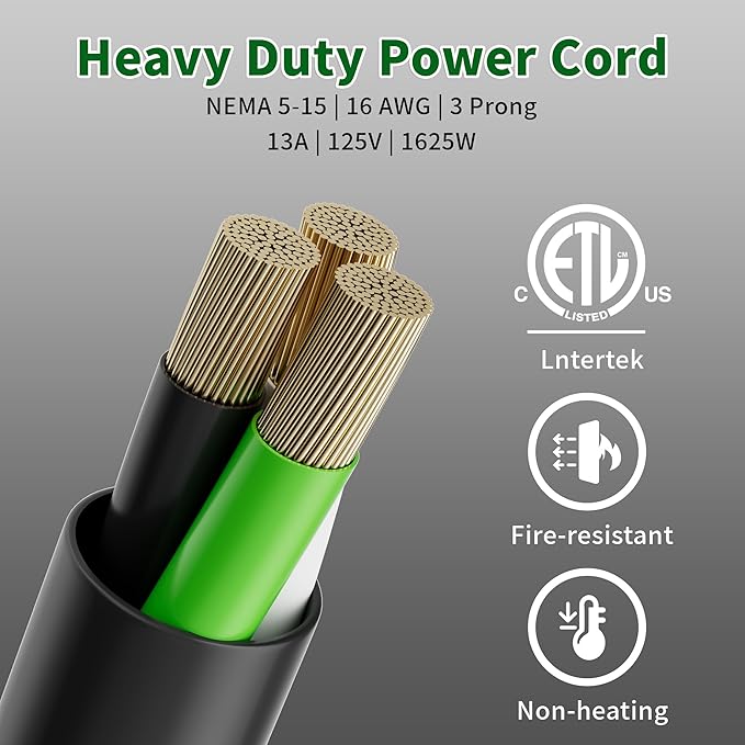 Elecan 3-Prong Y Splitter Power Extension Cord 2 Ft/2 Pack, 45-Degree Angled Flat Plug 1 to 2 Way Outlet Space Saver, Heavy Duty Weatherproof SJTW,16AWG 13A,5-15P Cable Extender for Indoor Outdoor-ETL