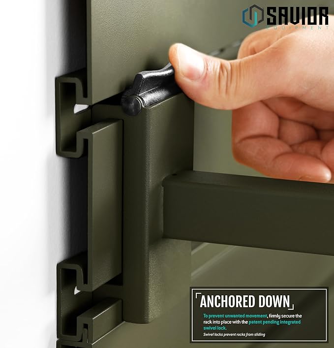 Savior Equipment Wall Rack System Tactical Vest Attachment Gear Wall Mount Display Rack Organizer, Adjustable Width, Heavy-Duty Steel Construction Hold Up to 40 lbs