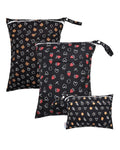 ALVABABY 3 Cloth Diaper Wet Dry Bags Waterproof Reusable with Two Zippered Pockets Travel Beach Pool Daycare Soiled Baby Items Yoga Gym Bag for Swimsuits or Wet Clothes Small Medium Large 3L-SML10