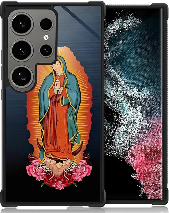 for Samsung Galaxy S24 Ultra Case, Red Virgen Guadalupe Pattern Graphic Design Girl Boy Soft Silicone Hard Acrylic Shock Protection for Samsung Galaxy S24 Ultra