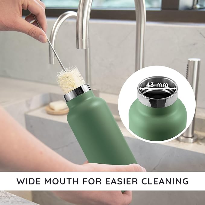 Bambaw 24 oz Insulated Water Bottle, Double Wall Metal Water Bottle Stainless Steel, Refillable & Reusable, Easy to Clean, Durable & Lightweight, For Hot & Cold Drinks (Sage Green)