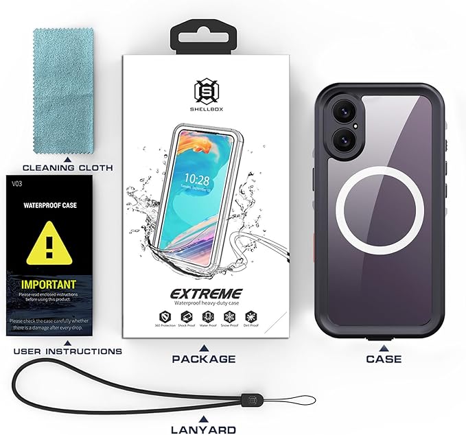 Waterproof Case for iPhone 17 – IP68 Submersible Shield with Built-in Screen Protector, Shockproof Military-Grade Armor, Full-Body Heavy-Duty Protection, (Black)