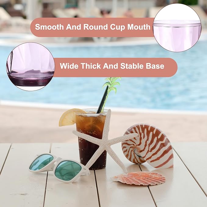 uxcell 17oz Acrylic Drinking Glasses, 2Pcs Plastic Reusable Tumblers Drinkware Unbreakable Water Glasses Cups Stackable & Dishwasher Safe for Home Outdoors Restaurant, Purple