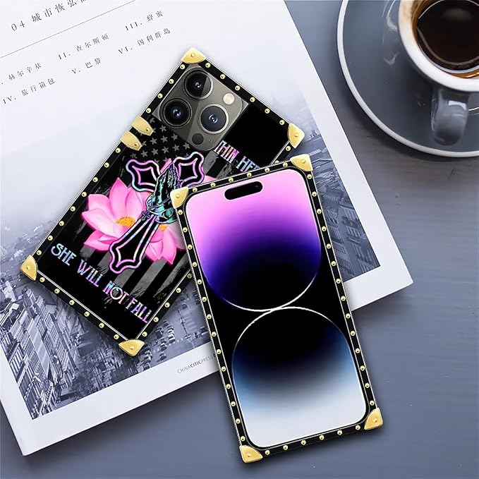 Compatible with iPhone 14 Pro Max Case, Praying Cross Hands Luxury Golden Decoration for Girl Women Soft TPU Shockproof Protective Hard PC Back for iPhone 14 Pro Max