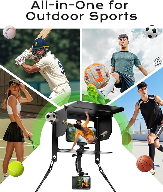 Cell Phone Fence Mount Shade - All-in-One Mounting Kit for iPhone, GoPro, Samsung, Mevo Start, Insta360 and Action Cameras, Ideal for Recording Baseball, Football, Tennis Games