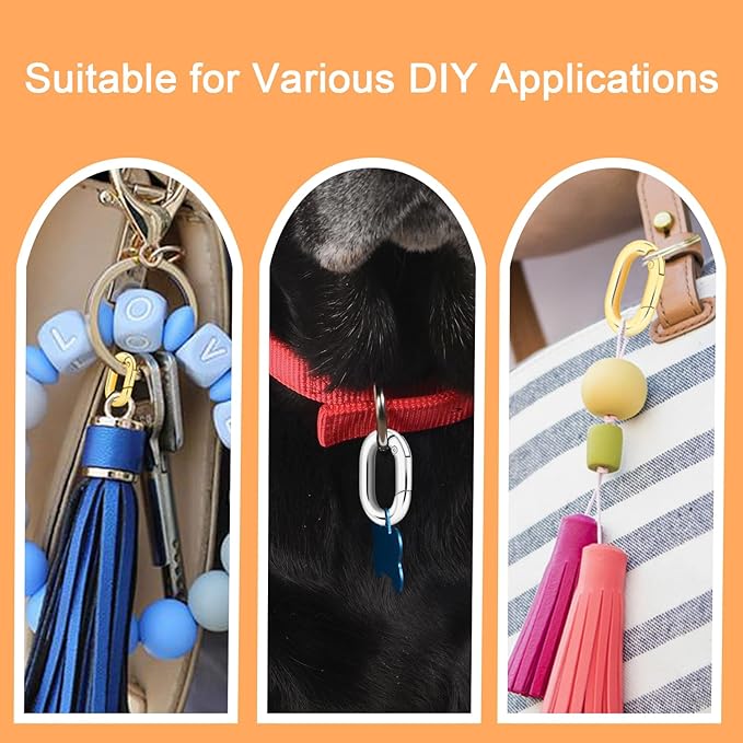 10Pack 5/8 Inch Small Oval Carabiner, Metal Spring Tiny Carabiner Clips for Paracord Keychain Lanyard, Car Key Rings, Dog Tag Clip, Pets Collar Buckles, Purse Keychain Replacement (GunBlack)