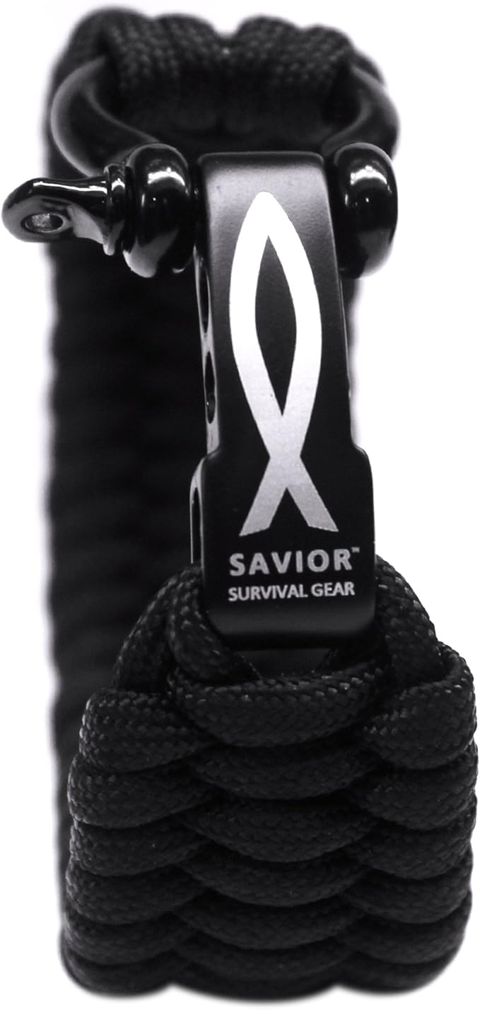 Savior Survival Gear Paracord Bracelet with Stainless Steel Adjustable Shackle