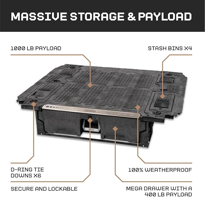 DECKED Truck Bed Storage System with System Accessories | Compatible with Toyota Tacoma (2024-Current) 6'2"
