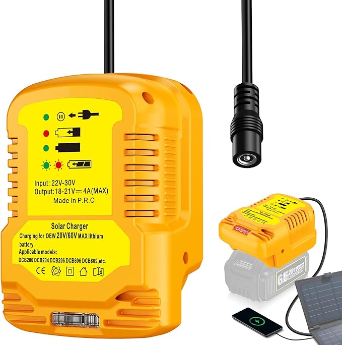 Solar Charger Adapter for Dewalt 20V/60V Battery,Portable,Outdoor Work,Camping