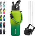 BJPKPK Insulated Water Bottles with Straw Lid, 23oz Metal Water Bottle with 2 lids & Paracord Strap, Double Wall Stainless Steel Vacuum Tumblers, Cups, Mugs, Thermo for Hot& Cold Drinks, Bamboo Grove