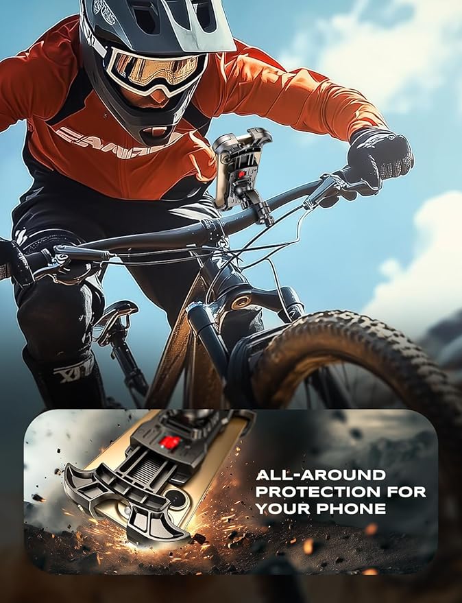 Zewdov Motorcycle Phone Mount [Secure Grip][Anti-Drop], Upgrade Bike Phone Holder [1s Stable Lock], 360° Rotatable Phone Holder for Mountain Bike/ATV, Fits for iPhone/Samsung 4.7-6.9", Screw Mount