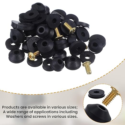 Xindojuz 58 PCS Hose Bib Repair Kit, Outdoor Faucet Washers Assorted Kit with Brass Screws, Flat and Beveled Washers Replacement Rubber Assortment Kits for Repairing Faucet Leak (Black)