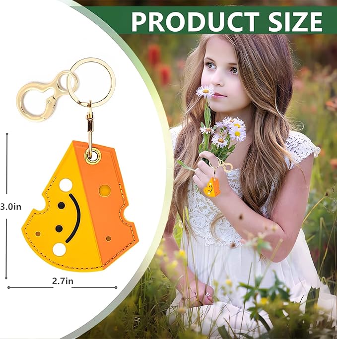Leather Keychain Holder Case Compatible with AirTag,Cute air tag Cover with Keychain Ring,GPS Tracker Case for Keys