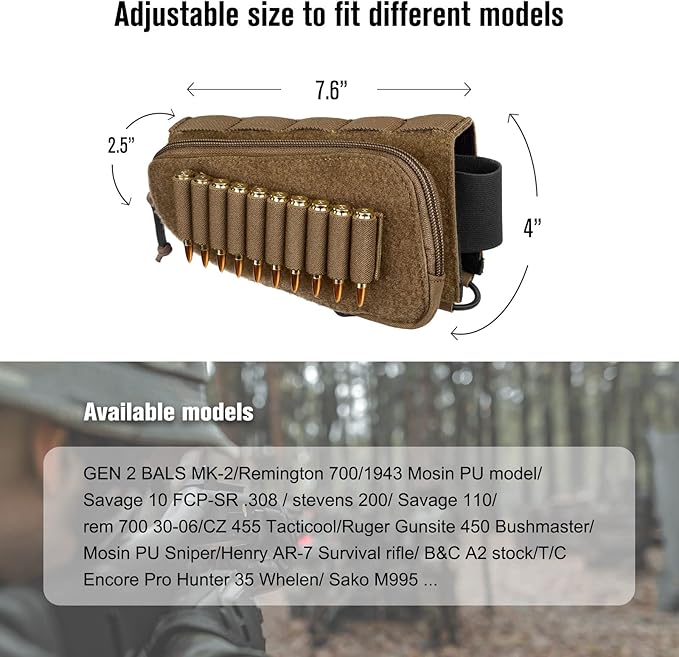 PETAC GEAR Tactical Buttstock Rifle Stock Pack/Adjustable Shell Holder Cheek Rest Pouch for Long Action …
