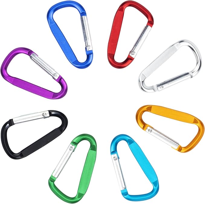 SWATOM Aluminum D-Shape Carabiner Clip 1.6/1.8/2.2/2.6/3 Inches Spring Snap Hook Keyring Carabiners for Camping Traveling Hiking Keychains Outdoor Accessories (10P/20P)