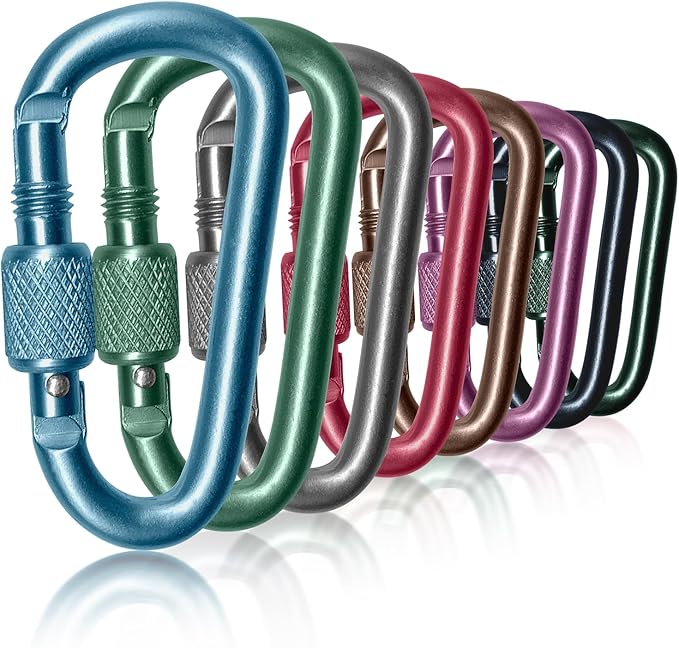 Craebuer Carabiner, 2 inch D-Ring Locking Carabiner Clip, Snap Hook Sport Accessories for Outdoor Camping Hiking