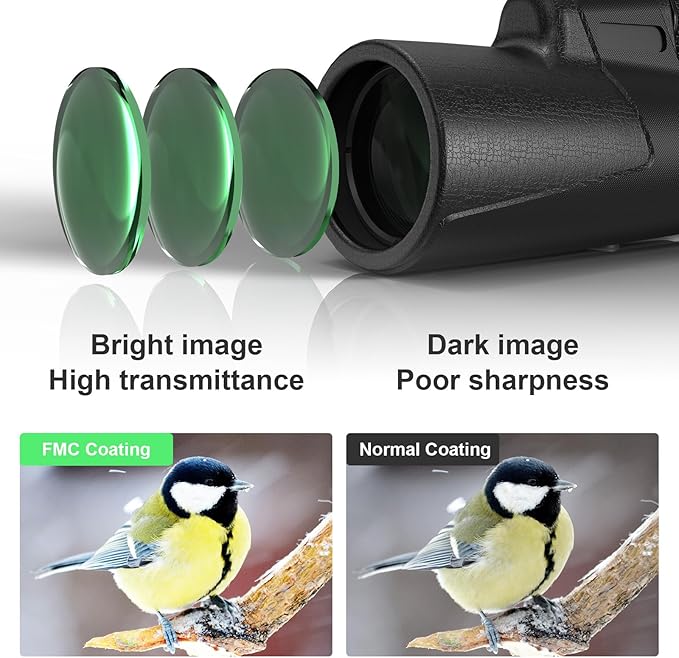 12x42 Monocular Telescope for Adults, High Powered HD Compact Monoculars Portable Handheld Telescope with BAK4 Prism & FMC Lens for Bird Watching Hiking Hunting Camping