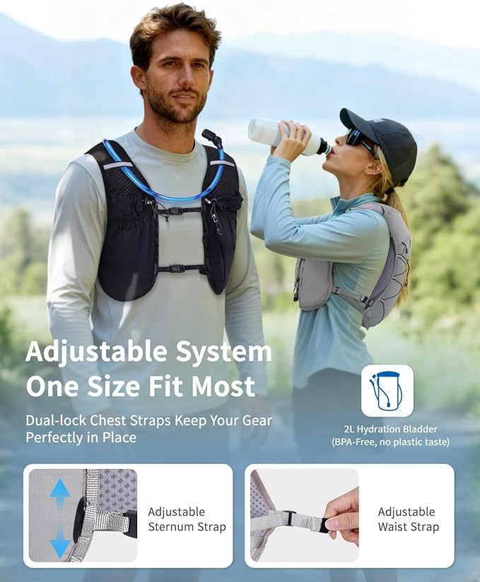 ECOHUB Running Hydration Vest Backpack, Lightweight Hydration Pack Bag Daypack for Hiking Cycling Marathon Backpack Vest for Women Men (No Bladder Included)
