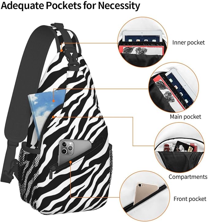Animal Zebra Print Sling Bag For Women Men Fashion Backpack Crossbody Shoulder Bag Sling Backpack Chest Bag Travel Hiking Casual Sport Daypack