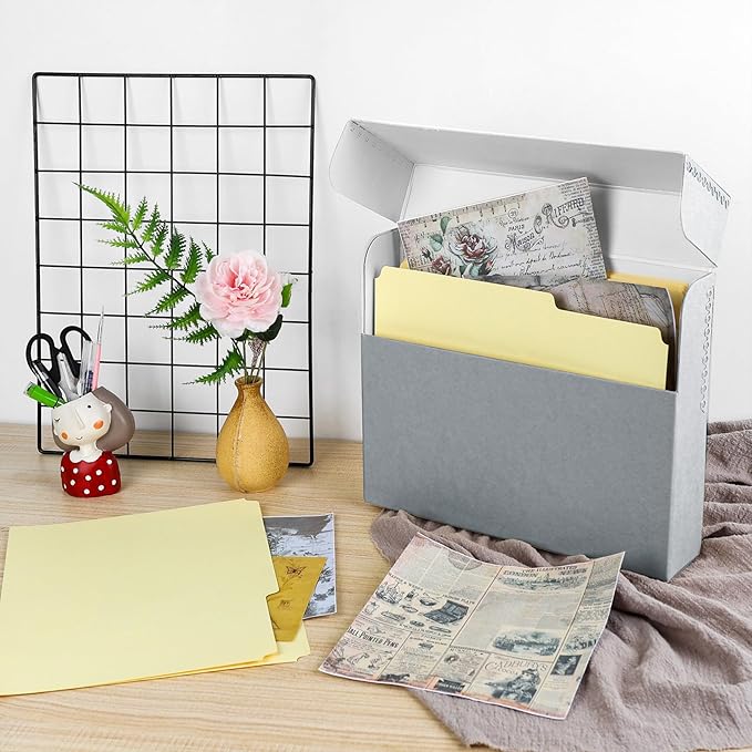 Lineco Archival Document Storage Box with Metal Edge, Acid-Free Gray Boxboard, Organize and Store Files, Prints, Photos, Letter-Sized Case 12.5" x 10.5" x 2.5" Wide