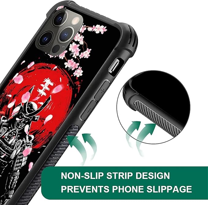 for iPhone 11 Pro Max Case, Sakura Japanese Samurai Pattern Graphic Design Girl Boy Soft Silicone Hard Acrylic Shock Protection for iPhone 11 Pro Max