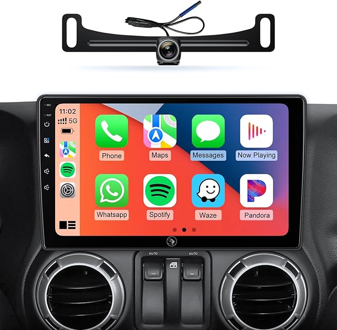 Car Radio Stereo Upgrade for Jeep Wrangler JK Compass Grand Cherokee Dodge Ram with Wireless CarPlay/Android Auto/10.2'' TouchScreen/Android13/GPS Navigation/Backup Camera (New-HC-Jeep 2+32G)