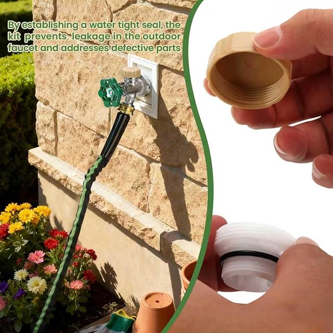 Watflow Frost Outdoor Faucet Repair Kit, Hose Bib Replacement with 3/4 GHT Outdoor Faucet Cap for Anti-Siphon Sillcock Valves, Anti-Leak Metal Handle– Easy DIY Repair