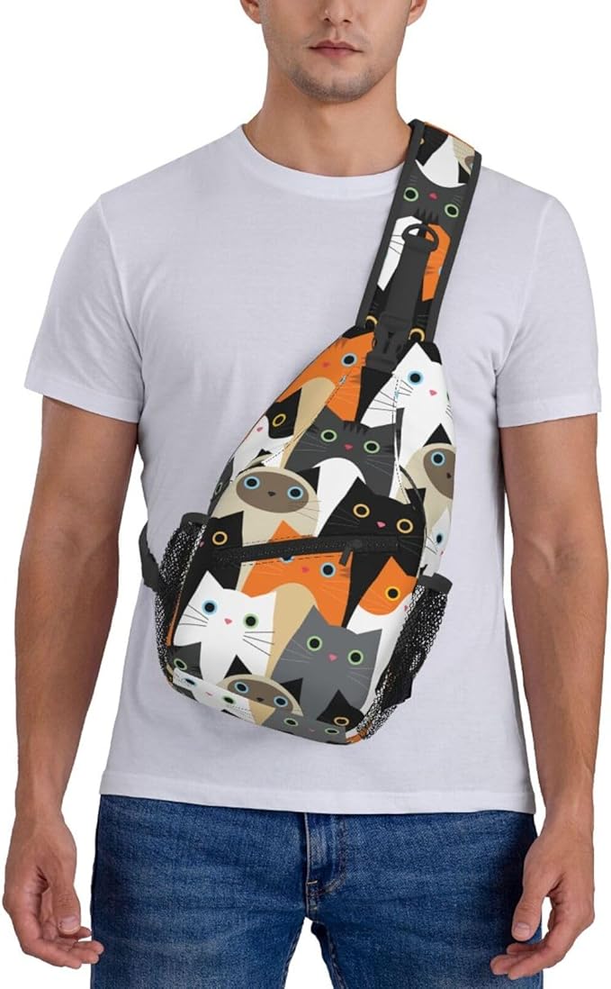 Cute Cats Sling Bag For Women Men Fashion Print Backpack Crossbody Shoulder Bag Sling Backpack Chest Bag Travel Hiking Casual Sport Daypack