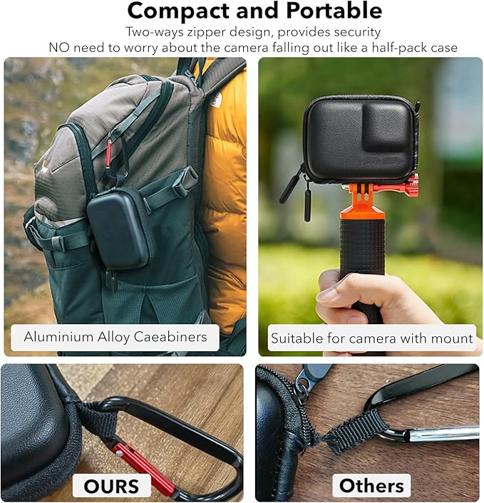 OSMO Action 5 Pro Accessories, PU Portable Mini Carrying Bag Case, Lens Screen Protectors (6 Pack) Comatible with DJI Osmo Action 5 Pro, Rubber Lens Cap Cover for DJI Action Camera