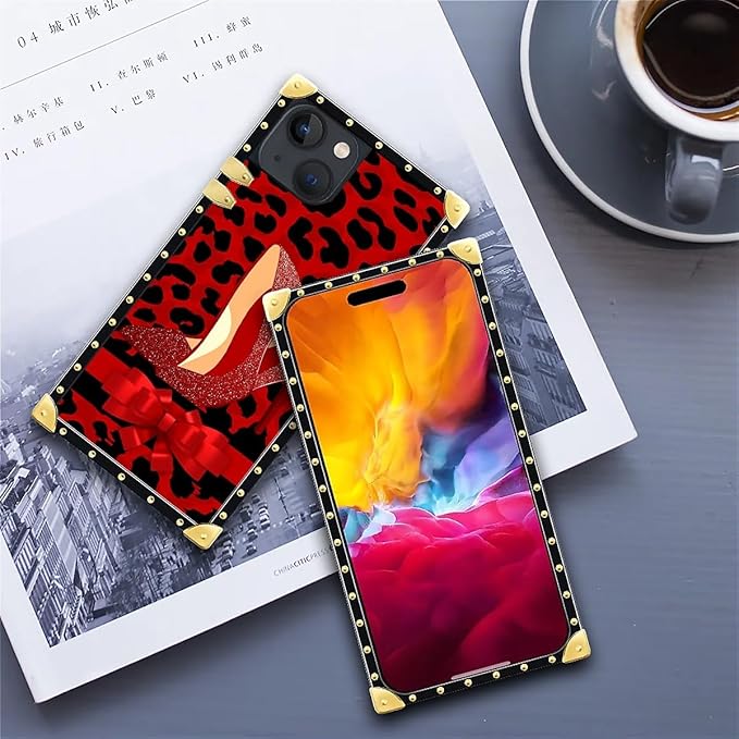 Compatible with iPhone 15 Case, Elegant High Heels Luxury Golden Decoration for Girl Women Soft TPU Shockproof Protective Hard PC Back for iPhone 15