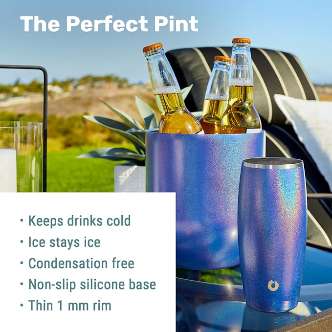 SNOWFOX Insulated Beer Glasses, Premium Vacuum Insulated Stainless Steel for Cold Drinks, Guiness Glasses, Set of 2, Lightweight Pint Glasses, Gift for Men, Home Bar Accessories, 18oz, Pink
