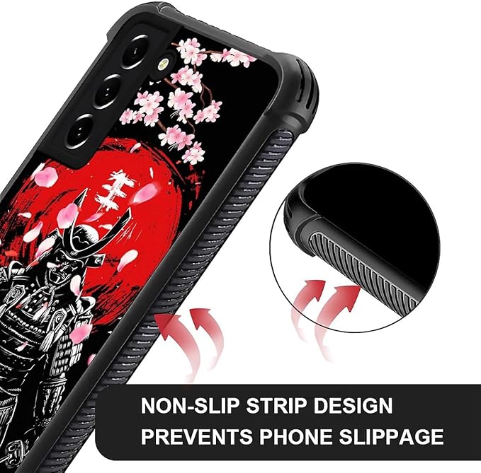for Samsung Galaxy S21 Case, Sakura Japanese Samurai Pattern Graphic Design Girl Boy Soft Silicone Hard Acrylic Shock Protection for Samsung Galaxy S21