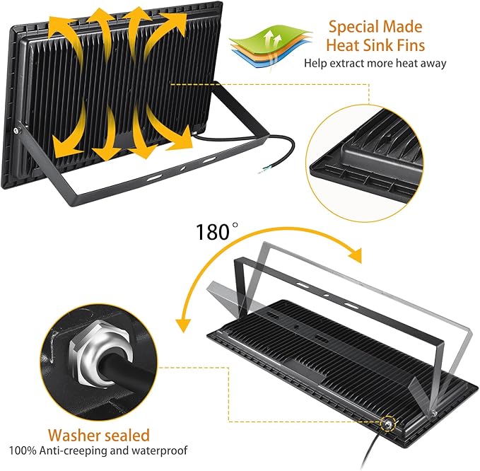 600W 2pack LED Stadium Flood Lights ,(3050W Equivalent)67500LM Super Bright LED Arena Outdoor Lights,100-277V IP66 Waterproof 5000K Daylight White Commercial Lighting for Sports Fields and Counts