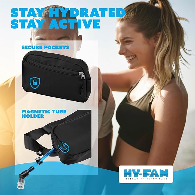 HY-FAN Kenai Hydration Cross Body with Bladder, 17oz BPA-Free, Hands-Free Design, Secure Pockets, Ideal for Travel, Daily Use and More (Light Blue)