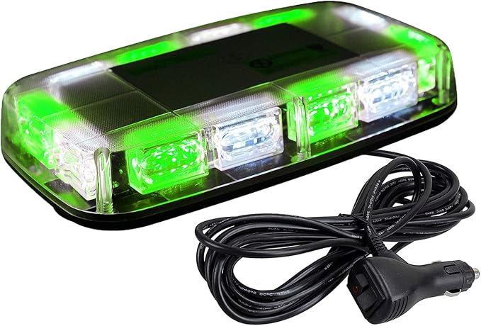 ASPL 48LED Roof Top Strobe Lights, High Visibility Emergency Safety Warning LED Mini Strobe Light bar with Magnetic Base for 12-24V Snow Plow, Trucks, Construction Vehicles (Green/White)