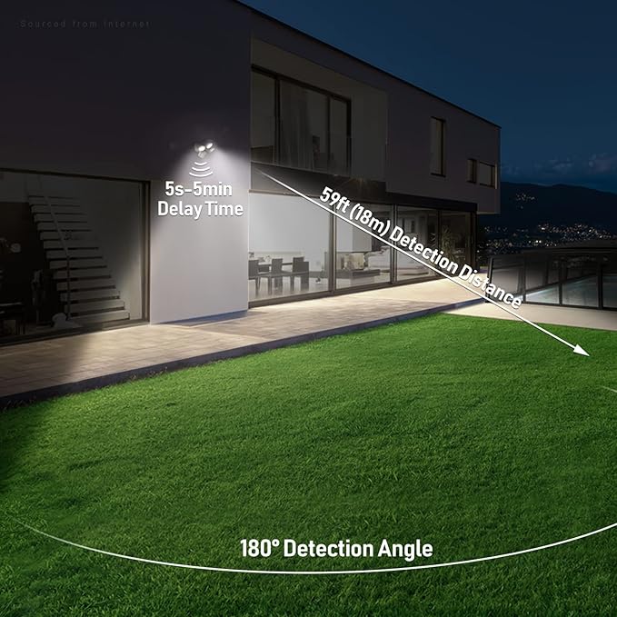 LEONLITE 3CCT LED Security Light Motion Sensor, Aluminum Flood Lights Outdoor, 3 Modes Motion Detector+Dusk to Dawn+Switch Control, 3000K/4000K/5000K Selectable, IP65, Adjustable 3-Head, ETL, White