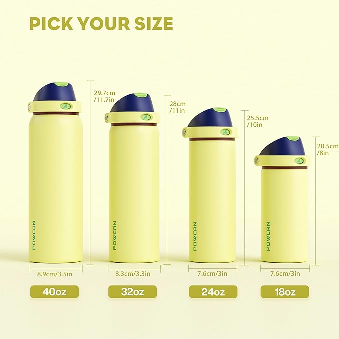 POWCAN 18 oz Insulated Stainless Steel Water Bottle: 2-in-1 Push-Button Spout & Quick-Flip Straw, Leakproof, Cold 24Hrs, Lockable, Fits Car Cup Holder, Ideal for Travel, Sports, Gift (Infinity Beam)