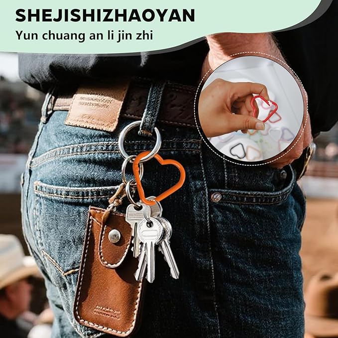 21-Pack Colorful Heart Carabiner Clips, Cute Keychain Purse Clip,Heart Ring Carabiner for Keychains,Backpacks, Keys(Multicolor, Bulk Value Set)