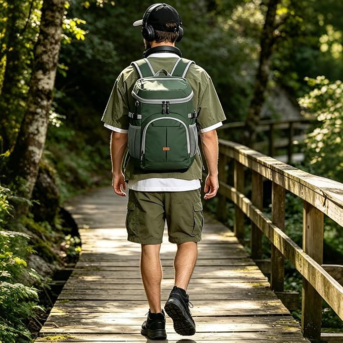 Pritent Cooler Backpack for Men Women Insulated Waterproof Backpack Cooler Leak Proof Cooler Bag Lightweight Lunch Backpack for Camping Beach Travel Picnic