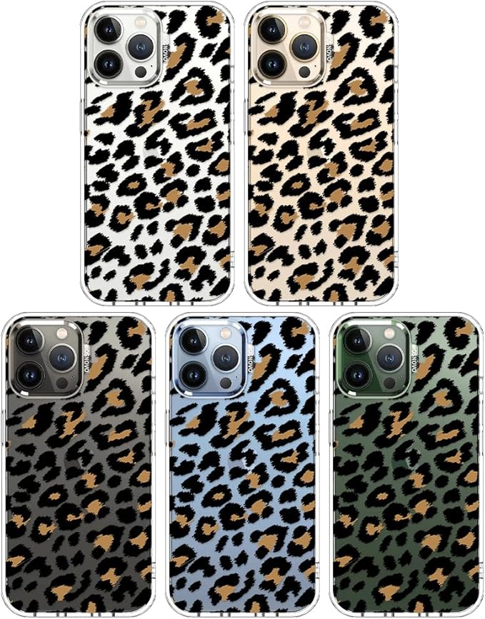 MOSNOVO Case for iPhone 13 Pro Max, [Buffertech 6.6ft Military-Grade Drop Protection] [Anti Peel Off Tech] Clear TPU Bumper Phone Case Cover Design - Leopard Print