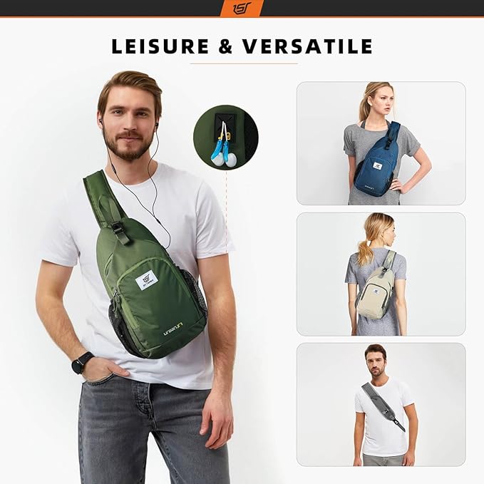 SKYSPER Sling Bag RFID Crossbody Sling Backpack Cross Body Shoulder Bag Travel Hiking Daypack for Women Men(Army Green)
