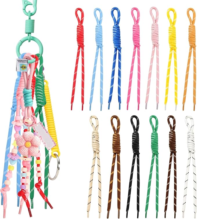 Paracord Keychain Bag Charms, 13Pcs Colorful Braided Paracord Rope Keychain Bag Charms, Backpack Purse Handbag Decoration Accessories for Outdoor Travel & Gift Giving