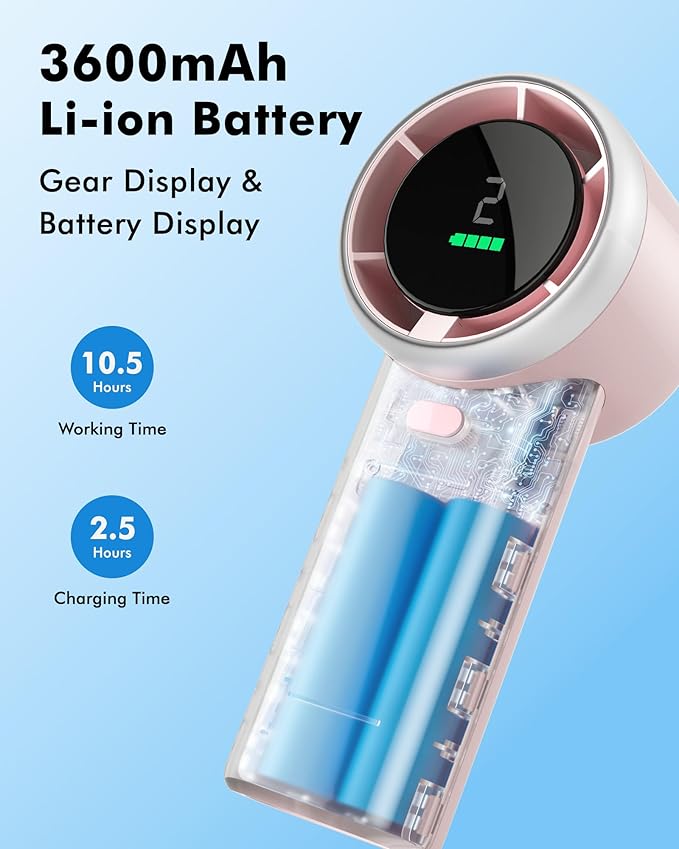 WHATOOK Portable Handheld Mini Fan: High Speed Cooling Fan, 10 Hours Battery Life, USB Rechargeable, Small Essentials for Women, Beach Travel, Vacation (Pink)