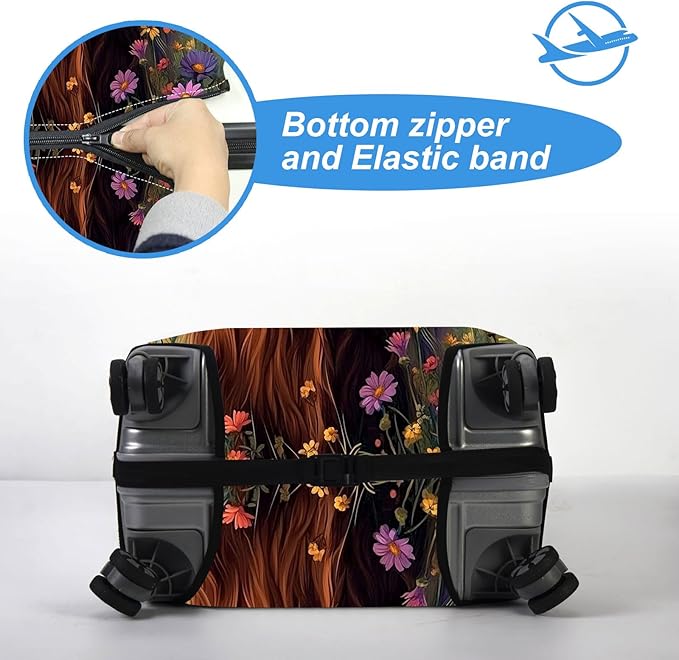 Luggage Cover Protector for 22-24 Inch Suitcases, TSA Approved Elastic Travel Suitcase Covers, Anti-Scratch Washable Luggage Sleeve for Carry On & Checked Bags, Cute Highland Cow