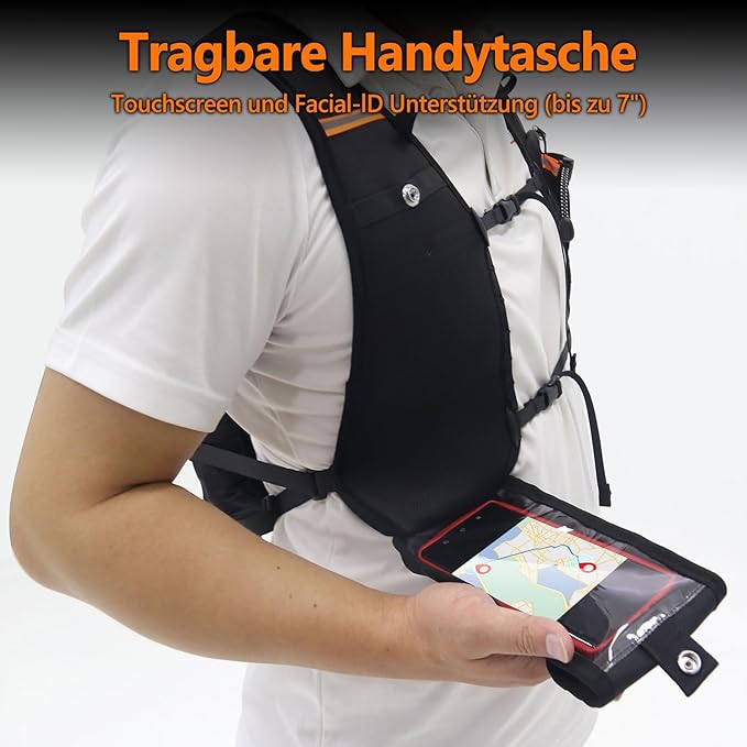 Lightweight Hydration Backpack with 2L Hydration Bladder & Compass & Whistle, Touch Phone Pocket, Breathable Reflective Hydro Water Backpack for Hiking Cycling Running Hydration Pack for Men Women